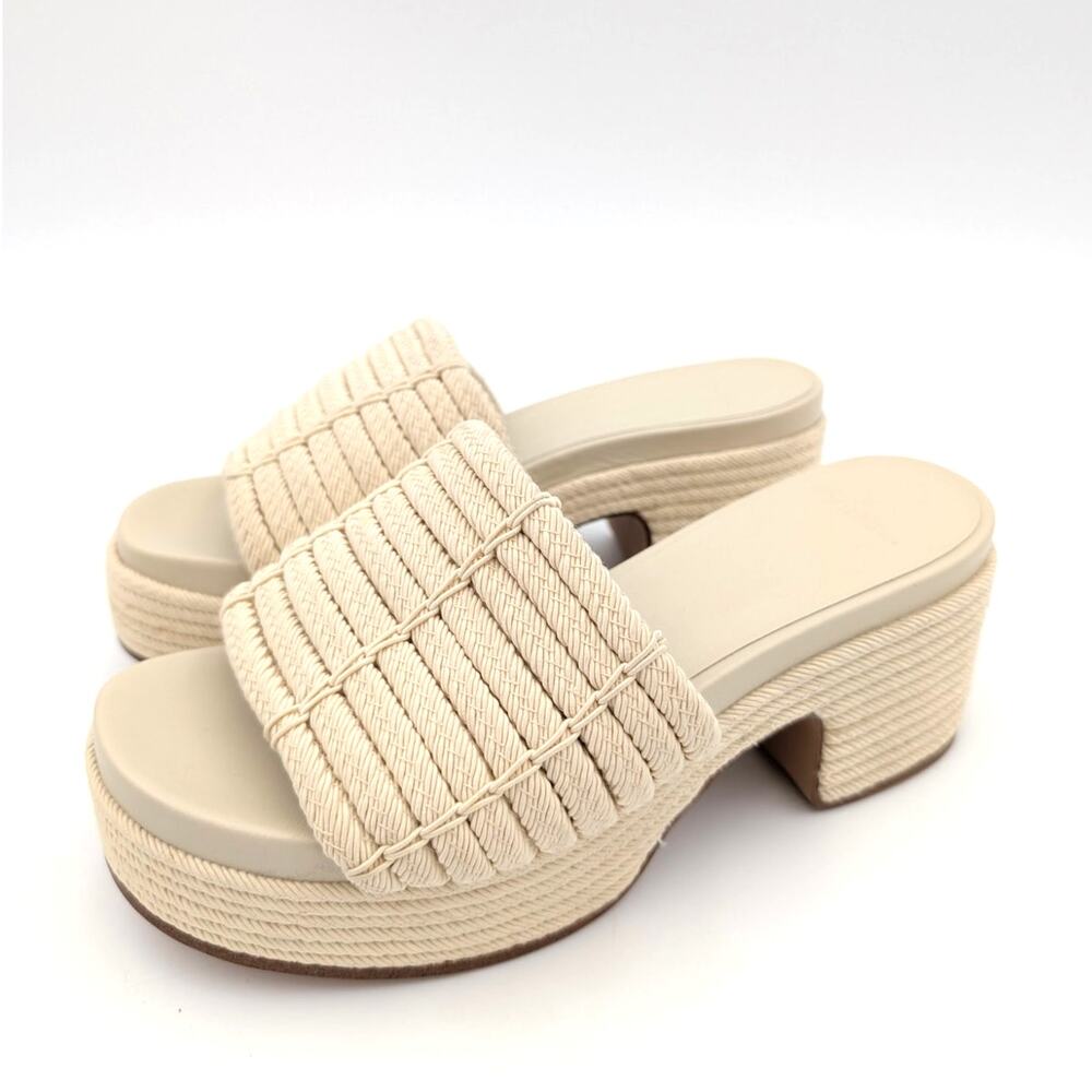 Vince Margo Cord Women's Slip On Platform Sandals Open Toe Beige Size US6M EU36